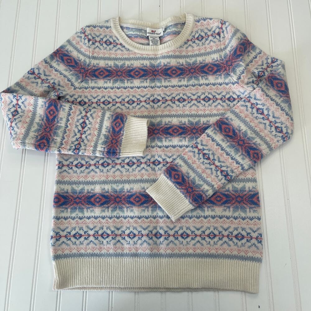 Vineyard Vines Fair Isle Nordic Merino Wool Cashmere Lambswool Rabbit Hair Small